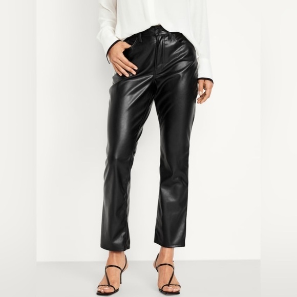 NWT! Black High-Waisted Faux-Leather Boot-Cut Ankle Pants for Women - Multiple💛 - Picture 1 of 10